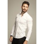 Monochromatic Linen-Blend Tailored Shirt