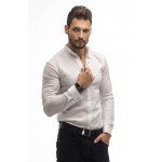 Twill Cotton Shirt with Contrasting Inner Collar Detail